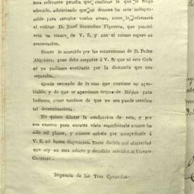 El documento destaca por haber sido producido en la "Imprenta de las Tres Garantías", lo que indica su función propagandística y de difusión inmediata durante la consumación de la Independencia. Contiene marca de agua/sello del AGN.