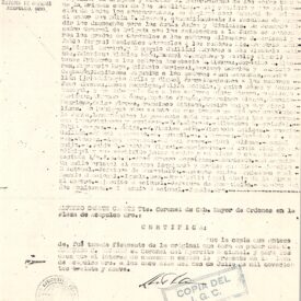 Certificación expedida en la Plaza de Acapulco, Guerrero, el 11 de julio de 1939, por el Teniente Coronel de Caballería Mayor de Órdenes, Alfredo Cañete Cañete. El documento certifica una copia fiel tomada del original que obra en poder del C. Jerónimo C. Álvarez (ex Coronel del Ejército Nacional). El contenido transcribe el acta levantada en el Cuartel General el 29 de mayo de 1911, a las diez de la mañana, donde se reunieron los Jefes y Oficiales de la Columna Expedicionaria de COSTA GRANDE con el objeto de organizar la brigada y acordar los nombramientos. Por aclamación de todos los concurrentes, se realizaron las siguientes designaciones jerárquicas revolucionarias: General de Brigada: Señor Don Félix F. Álvarez (con facultad de expedir despachos). Coroneles: Señores Silvestre G. Mariscal y Pablo Vargas. Tenientes Coroneles: Lic. Gregorio Zúñiga, Miguel Serrano y Nemesio Guillén. Mayores: Don Victorio Salinas, Valeriano Vidales León, Manuel C. Cabañas y Rodolfo Viguri. Capitanes Primeros: Anastacio N. Álvarez, Jerónimo C. Álvarez, Florencio Maya, Epifanio Mariscal, Mariano Barrios y Mauricio Castañón. Capitanes Segundos: Juan Dorantes, Fausto Guillén (jr), Adalberto Ávila y Miguel Parra. Tenientes: Juan Álvarez [futuro gobernador y presidente], Lucas Manrique, Julián Abdilla, Benito Gómez y Manuel Andraca. Subtenientes: Dimas Fierro, Bonifacio Martínez, Alfonso G. Olea, Eumelino Pinzón, Gumersindo Blanco, Abundio Henrique, Celso Flores, Francisco Bibiano, Adolfo Suazo y Fidel Salinas. El documento finaliza indicando que firman los asistentes y posee sellos oficiales del Ejército Nacional, Jefatura de Guarnición y Escudo Nacional, tanto de Iguala, Gro. (en el original transcrito) como de la certificación en Acapulco.